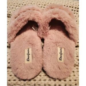 dearfoams Pink Plush Slide Slippers